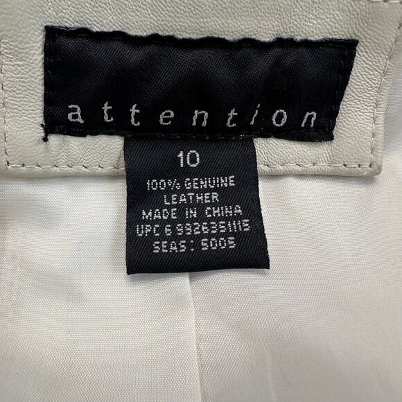 Attention Cream Leather Jacket - Racing, Moto, Military Style - Picture 7 of 7